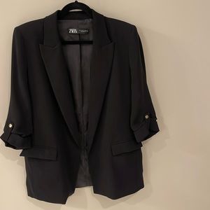 Zara black open front blazer size L